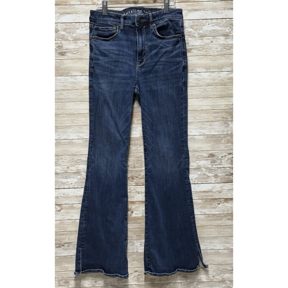 American Eagle Womens Super High Rise Flare Jeans Size 6 Regular Side Slit